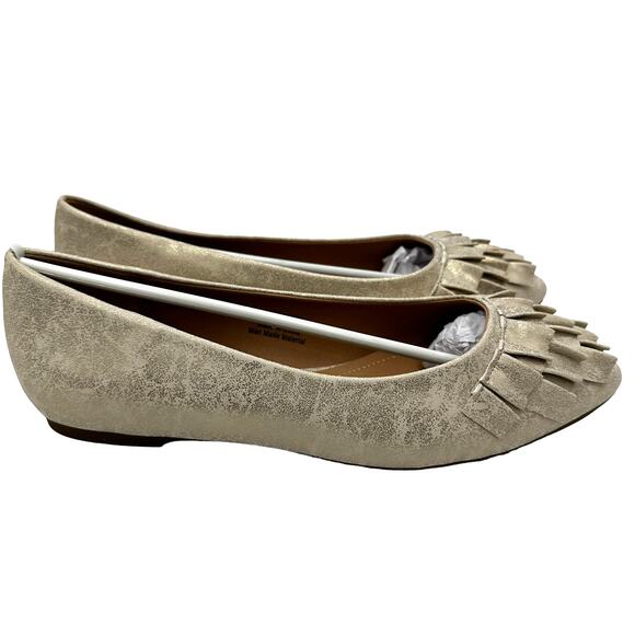 Journee Collection Women's Judy Ruffled Ballet Flats Gold NWT pointed toe 8W - Picture 8 of 13